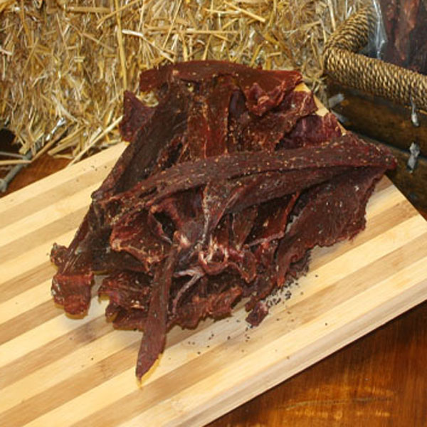 Smoked Hickory Peppered Beef Jerky (Thin) - Woody's Smokehouse.